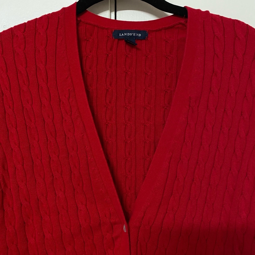 Red cardigan